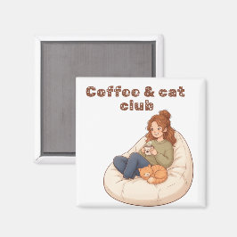 Söt kaffe & Kattklubb design Magnet