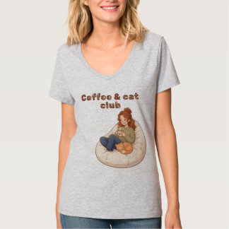 Söt kaffe & Kattklubb design T Shirt