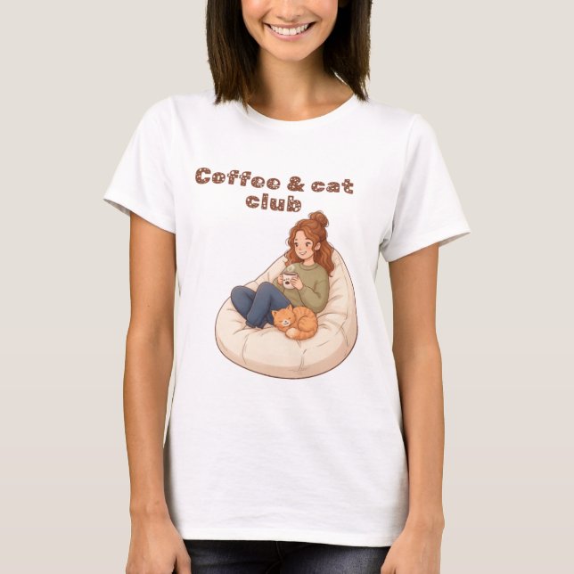 Söt kaffe & Kattklubb design  T Shirt (Framsida)