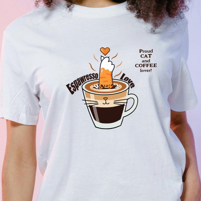 Söt kaffe och rolig kattälskare rustik mysstil t shirt (Skapare uppladdad)