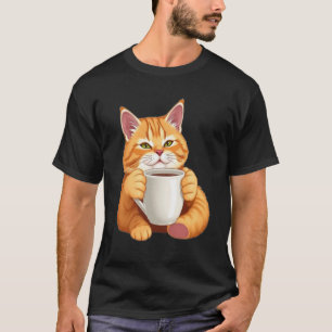 Söt Kaffeälskande Katt T-Shirt – Rolig Katt som Dr