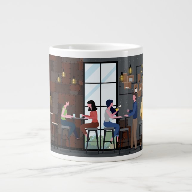 Söt kaffebar omslutande design jumbo mugg (Framsidan)