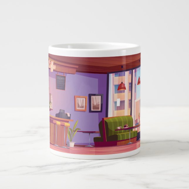 Söt kaffebar omslutande design jumbo mugg (Framsidan)