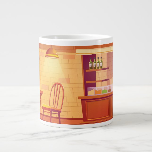 Söt kaffebar omslutande design jumbo mugg (Framsidan)