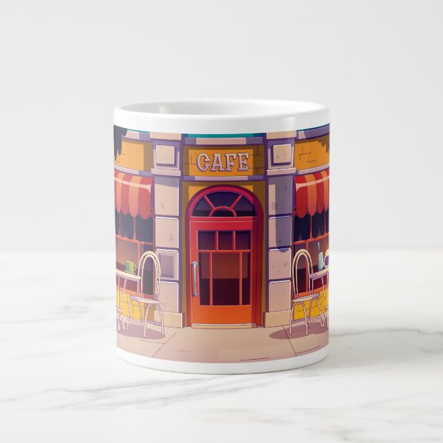 Söt kaffebar omslutande design jumbo mugg (Framsidan)