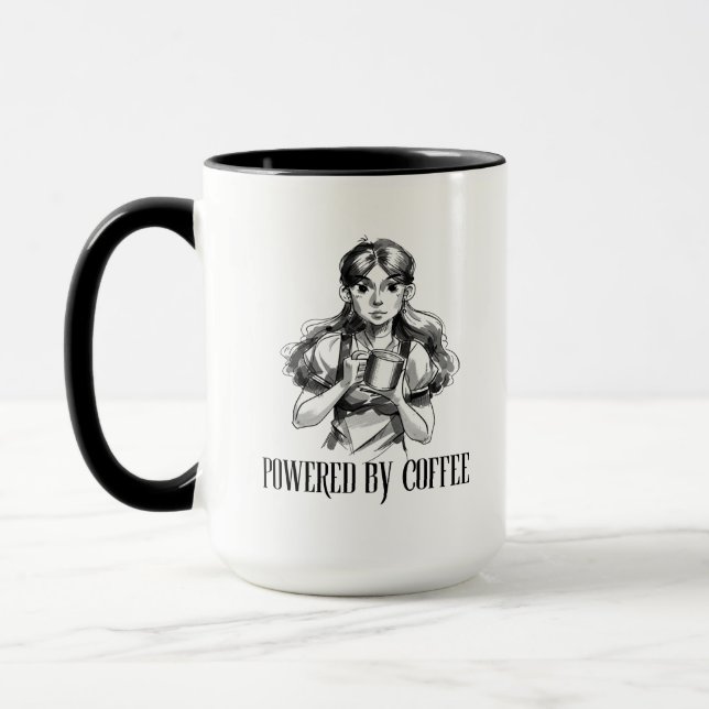 Söt kaffebögerska illustration mugg (Vänster)