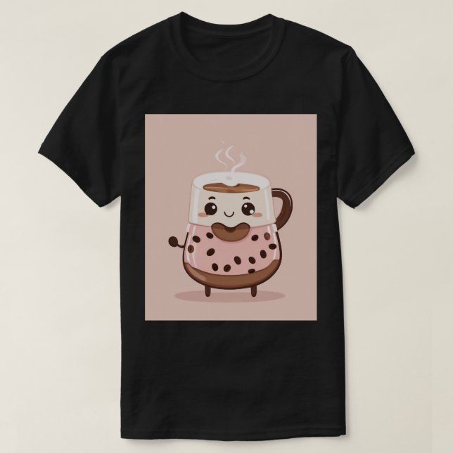 Söt kaffebönsmugg Kawaii-kaffegåva för Ba T Shirt (Design framsida)