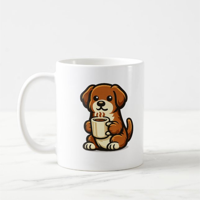 Söt kaffehund Kawaii-mugg Kaffemugg (Vänster)