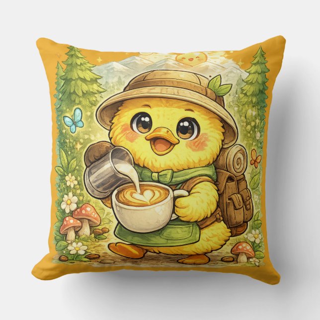 Söt kaffekaffepelare Kawaii F Kudde (Framsida)