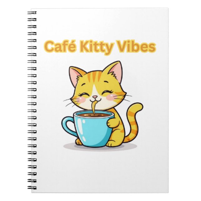 **Söt kaffekatt – Bedårande katt som dricker kaffe Anteckningsbok (Framsidan)