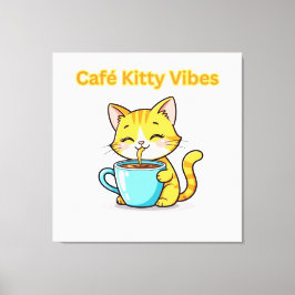 **Söt kaffekatt – Bedårande katt som dricker kaffe Canvastryck