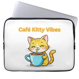 **Söt kaffekatt – Bedårande katt som dricker kaffe Laptop Fodral