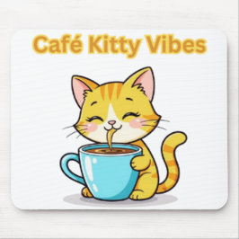 **Söt kaffekatt – Bedårande katt som dricker kaffe Musmatta