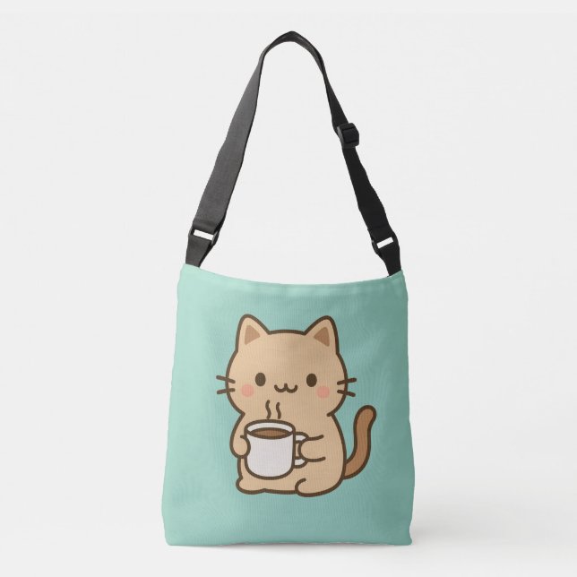 Söt kaffekatt Kawaii mysig estetisk design Axelväska (Framsida)