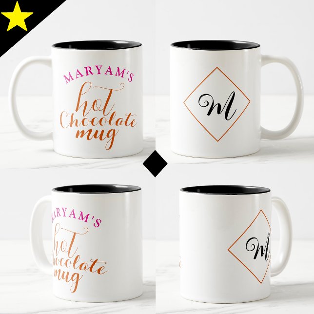 Söt kaffekoffets Hett Chocolate Mugg med Namn & in (personalized mugs with names)