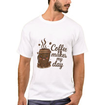 Söt kaffekopp T-shirt – Kaffe gör min dag, kul