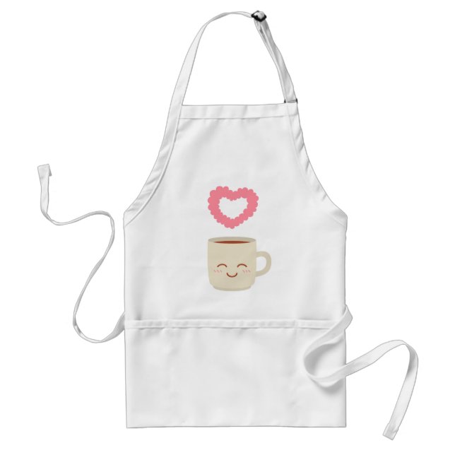 Söt kaffemugg tecknad serie för kaffefanatiker förkläde (Framsidan)