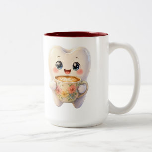 Söt kaffemugge för tandhygienister, rolig tandmask Två-Tonad mugg