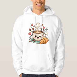 Söt kaffemugge med ansikte T-shirt | Kawaii kaffe Hoodie
