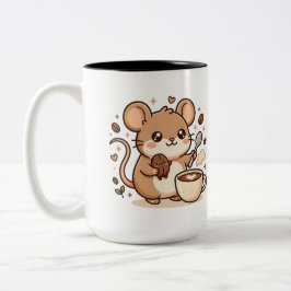 Söt kaffemus-bönssked-mugg Två-Tonad mugg
