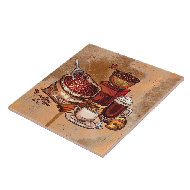 Söt kaffepaket-dekor kakelplatta (Sidan)