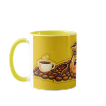 Söt kaffesäcks-mugg | Kawaii kaffebönor KOPP