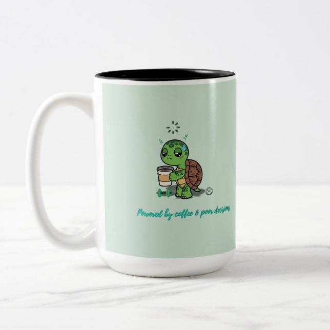 Söt kaffesköldpaddsmugg Två-Tonad mugg (Vänster)