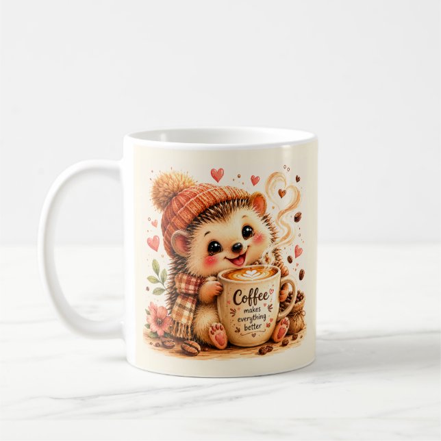 Söt kaffetaggvägg akvarellkonst kaffemugg (Vänster)
