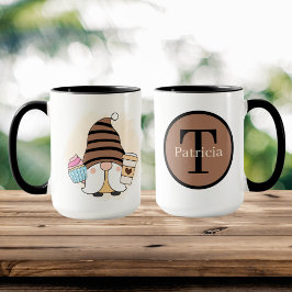 Söt kaffgnome lägg till monogram mugg