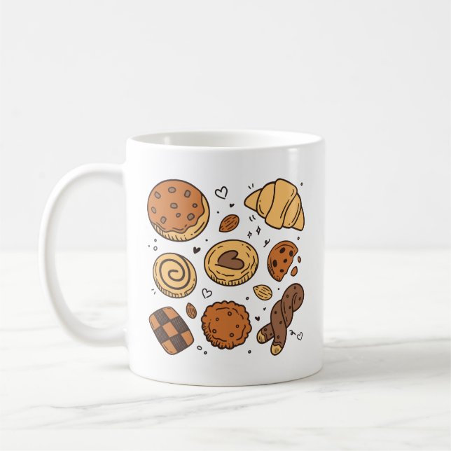 Söt kakor och bröd bageri kaffemugg (Vänster)