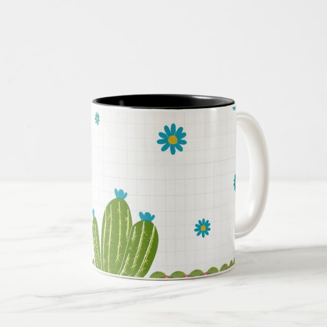 söt kaktus blomkruka. Två-Tonad mugg (Framsida höger)