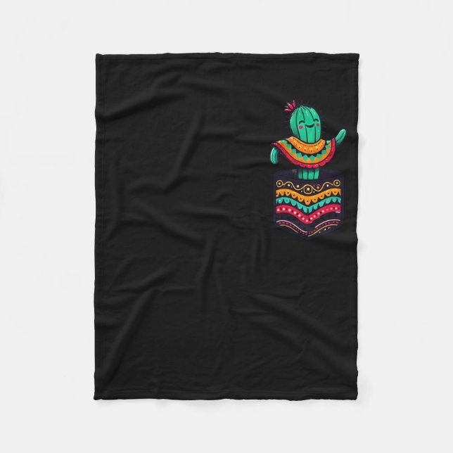 Söt Kaktus Fick Serape Cinco De Mayo Mexikansk Pa Fleecefilt (Framsidan)