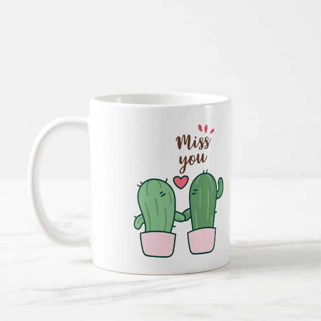 Söt kaktus som kramar Saknar dig kaffemugg (Vänster)