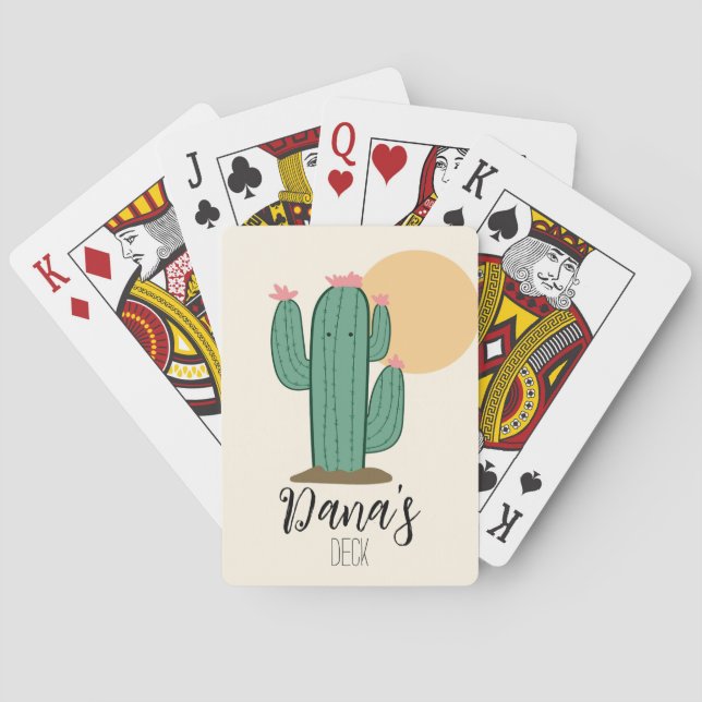 Söt kaktus spelkortlek casinokort (Baksidan)