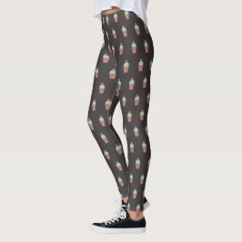 Söt kaktuskruka Växt Blommande Botaniskt Mönster Leggings
