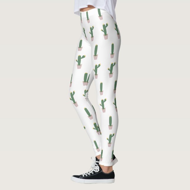 Söt kaktuskruka växtmönster  leggings (Vänster)