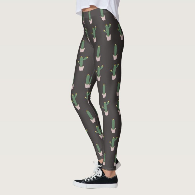 Söt kaktuskruka växtmönster   leggings (Vänster)