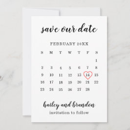 Söt Kalender Rött Hjärta Modern Bröllop Spara Datumet