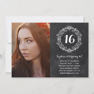 Söt Kalkboard  Foto-Sweet sixteen-födelsedag Inbjudningar