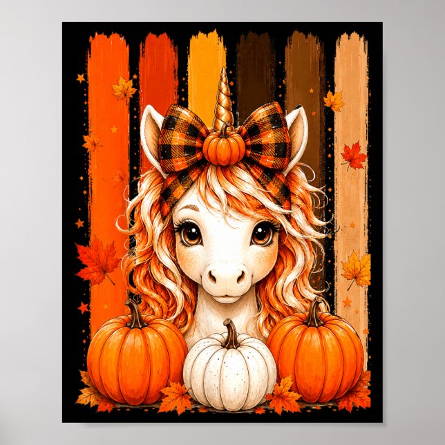 Söt kalkon enhörning thanksgiving flickor barn poster (Framsidan)