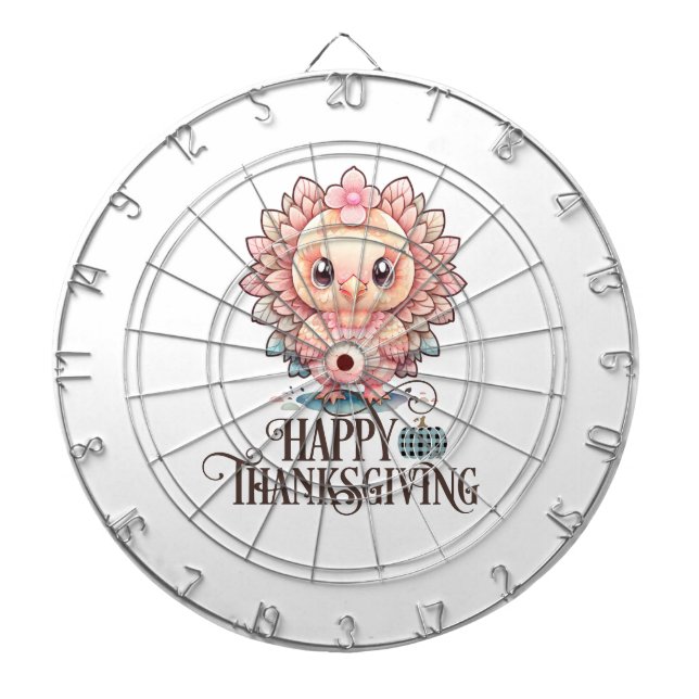 Söt kalkon för Thanksgiving Darttavla (Framsidan)