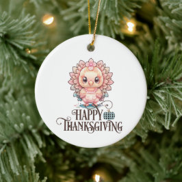 Söt kalkon för Thanksgiving Julgransprydnad Keramik