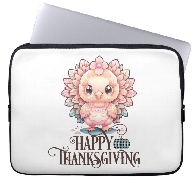 Söt kalkon för Thanksgiving Laptop Fodral (Framsidan)