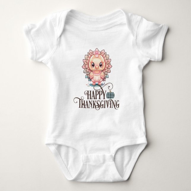 Söt kalkon för Thanksgiving T Shirt (Framsida)