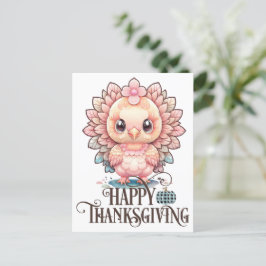 Söt kalkon för Thanksgiving Vykort