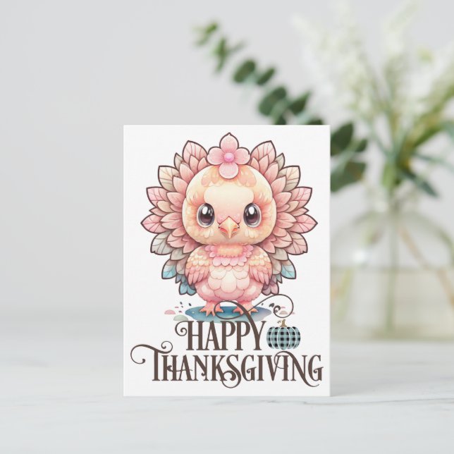 Söt kalkon för Thanksgiving Vykort (Stående Fram)