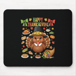 Söt kalkon Glad Thanksgiving Matchande Familj Kvin Musmatta