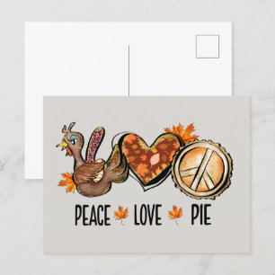 Söt kalkon, paj Thanksgiving, kärlek Helg Vykort