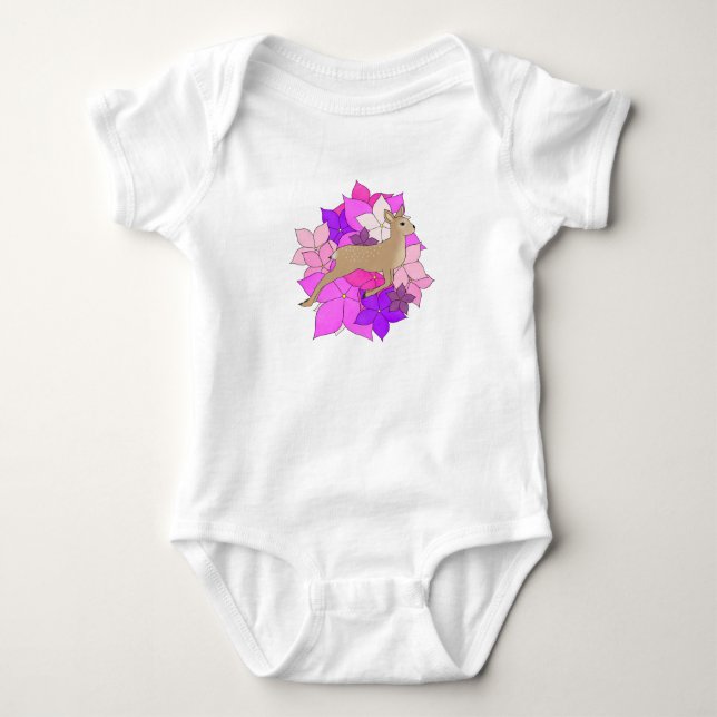 Söt kalv med blommor T-shirt (Framsida)