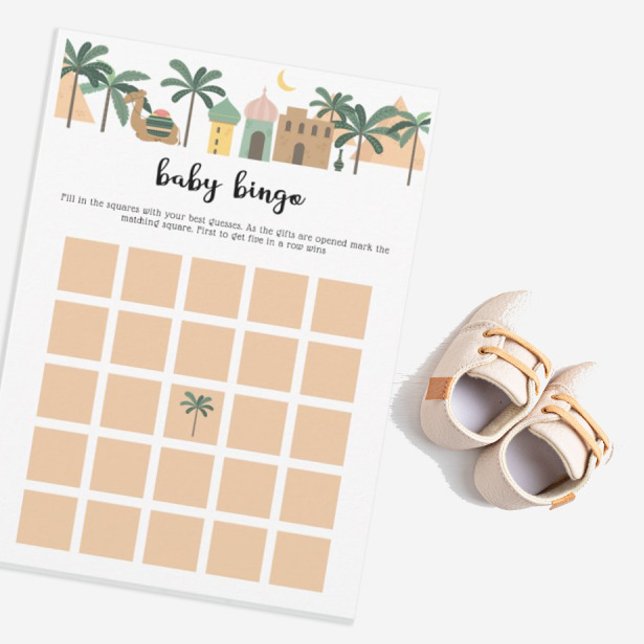 Söt kamel öken Baby Shower Bingo Spelkort Inbjudningar (Skapare uppladdad)
